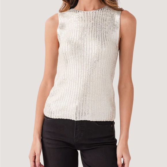 Elan Tops - Elan Lurex Knit Sleeveless Top